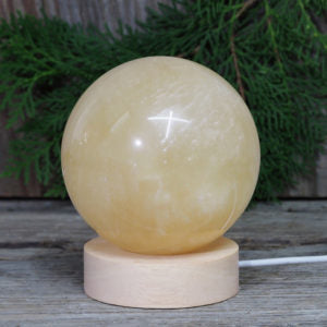 Honey Calcite Sphere with light DK274
