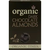 Organic Times Dark Choc Almonds 150g