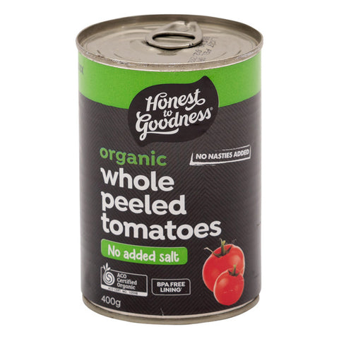 Honest to Goodness organic whole peeled tomatoes 400g