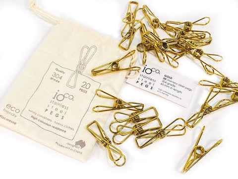 IOCO Stsnless Steel clothes pegs gold 20