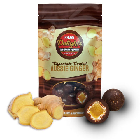 Rhuby Delights Dk Choc Ginger 125g