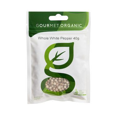 Gourmet Organic Whole White Pepper 40g