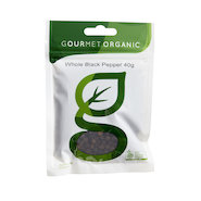 Gourmet Organic Whole Black Pepper 40g