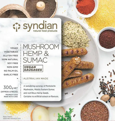 Syndian Mushroom Hemp Sumac sausages