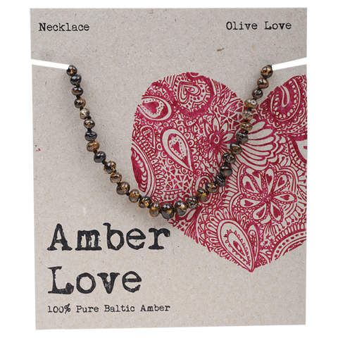 Amber Necklace Olive Love 33cm